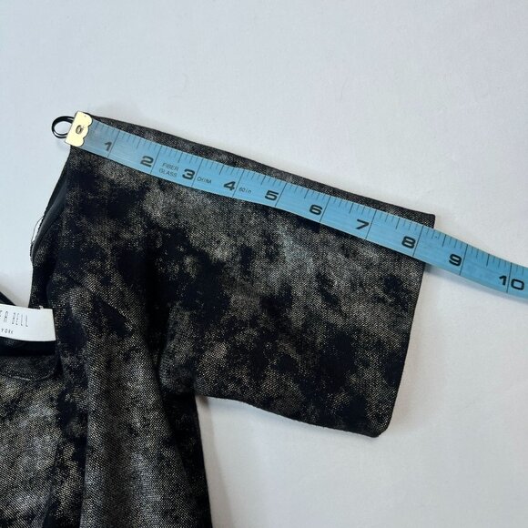 Hunter Bell Metallic Marble Mini Skater Dress Black Silver Gold XS - Picture 7 of 13